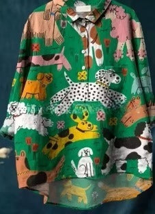 Beauty animal poultry retro print shirt m302888