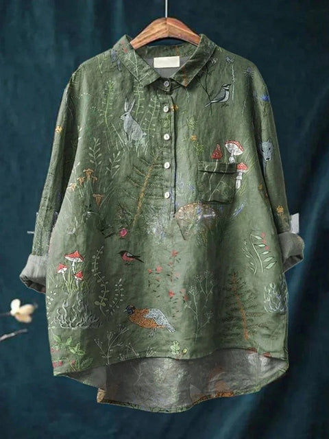 Beauty animal poultry retro print shirt m302888