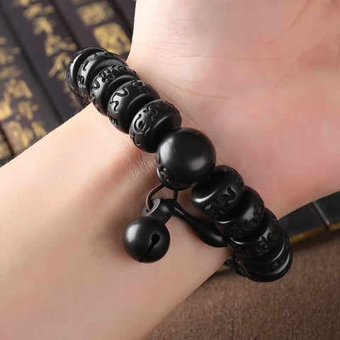 Lightning strike jujube Buddha bead bracelet, engraved six-character mantra hand bead wooden Wenwan bracelet m3331239