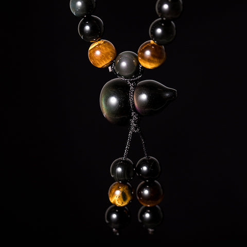 Natural crystal rainbow eye obsidian bracelet necklace dual-purpose men's and women's 108 Buddha beads safety gourd m3331308