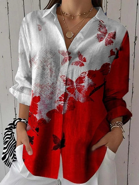 Short sleeve lapel print blouse m302889