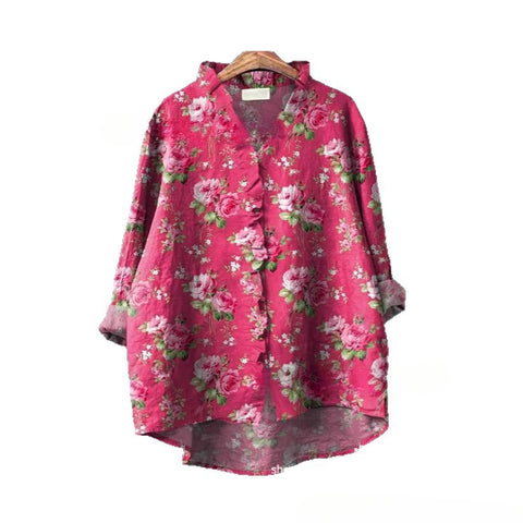 Loose printing crew neck casual large size women's T-shirt m301280