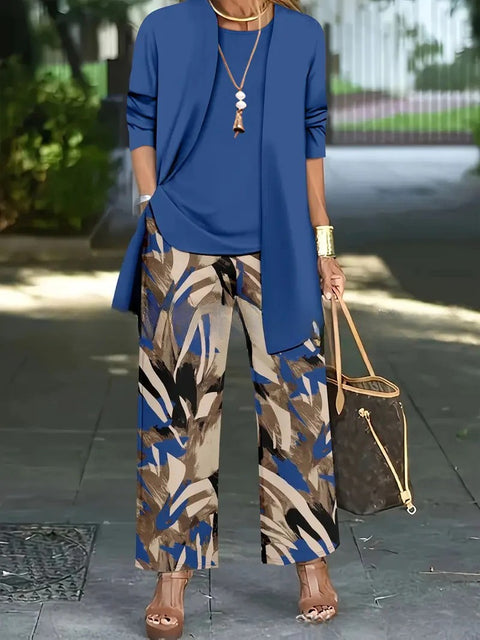 3D printed 3-piece cardigan + vest + trousers fashionable wear m302849