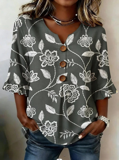 3D digital printing floral pattern women's long-sleeved buckle cardigan top m302703