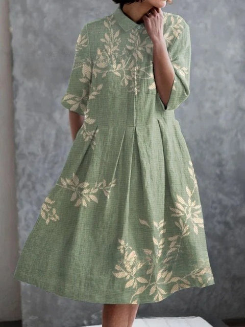 Elastic hemp short shirt dress floral Japanese vacation style pendulum skirt m303187
