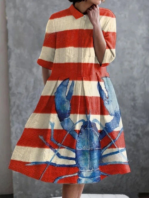 Elastic hemp short shirt dress floral Japanese vacation style pendulum skirt m303187