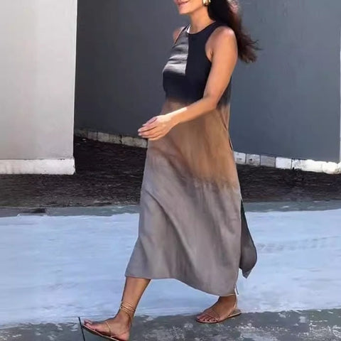 Women's dress AliExpress loose sleeveless printed vest long dress dress m302053