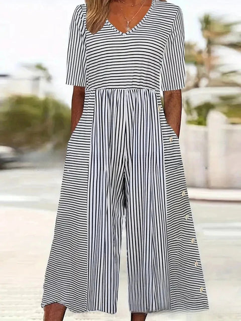 Women's clothing independent station spring and summer popular printing socket V-neck jumpsuit m302602