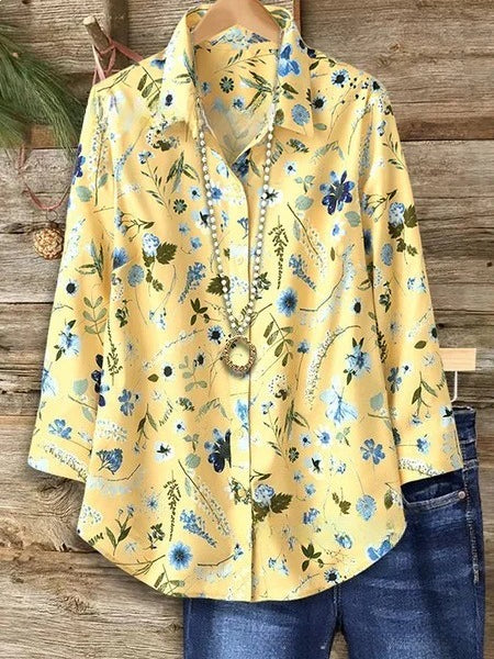Short sleeve lapel print blouse m302889