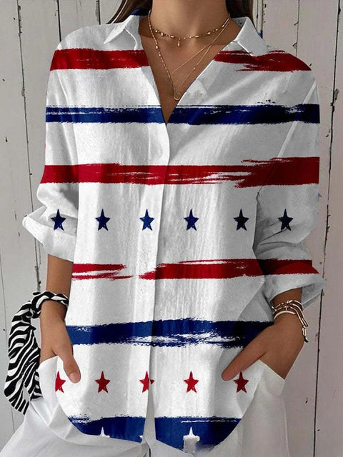 Short sleeve lapel print blouse m302889