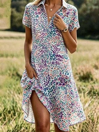 Holiday style print dress medium and long dress m302774