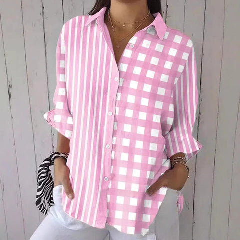 Short sleeve lapel print blouse m302889