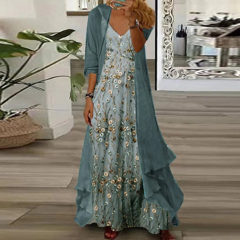 Holiday suspender long skirt Indian style swing skirt two-piece set m302893