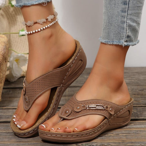 European and American slope heel flip-flops women's cool slippers m302828
