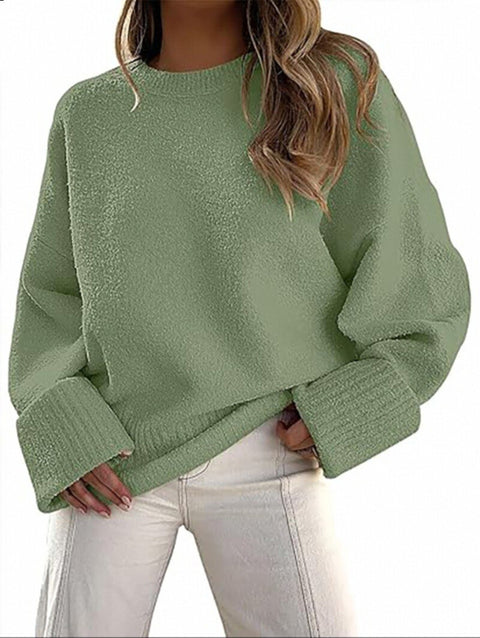 Women's sweater women's autumn and winter round neck pullover loose plush thick m301609