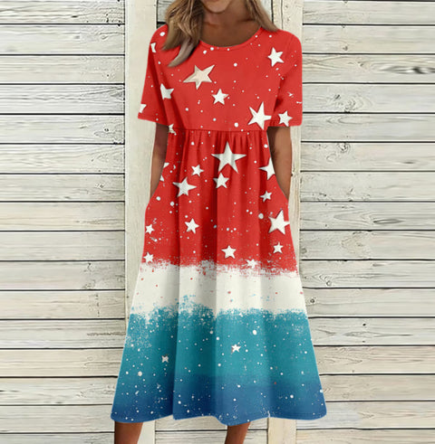 3D digital printing round neck short sleeve comfortable women's dress m302988