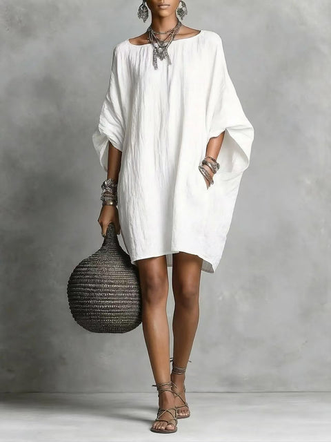 Casual fashion imitation cotton and linen batman loose dress m302951