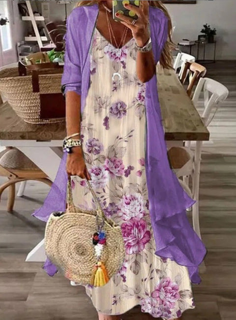 Holiday suspender long skirt Indian style swing skirt two-piece set m302893