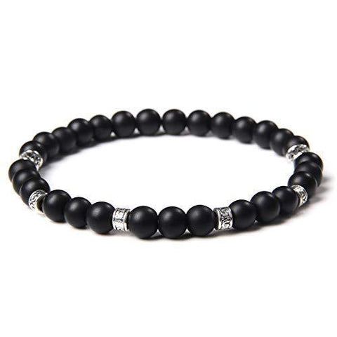 Black Gallstone Elastic Bracelet Skull Pendant Natural Turquoise Tiger Eye Tassel Crystal Volcanic Stone Beaded Bracelet m3331320