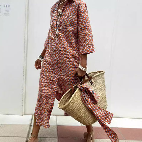 New striped shirt split-ended split-ended dress summer shirt m301585