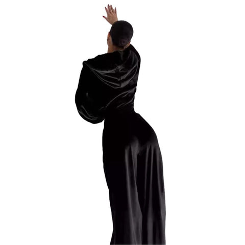 Golden Velvet Suit Fashion Zipper Long Sleeve Sports Wind Hooded Zipper Clothing Casual Suit m301810