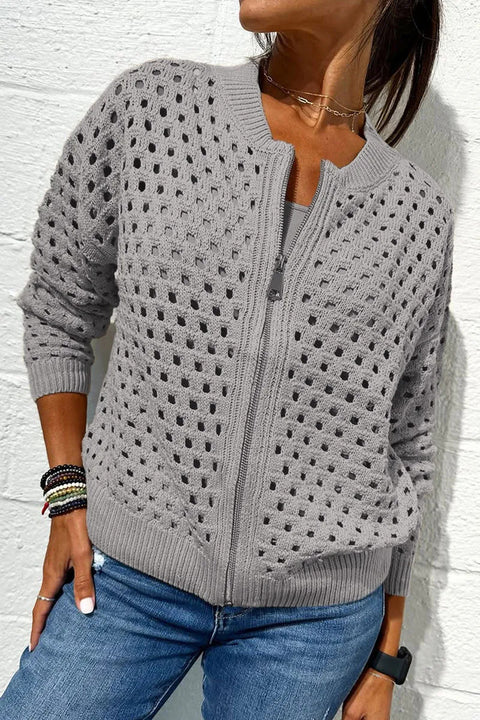Women's Casual Hollow Knitted Zipper Jacket Women's Jacket m301906