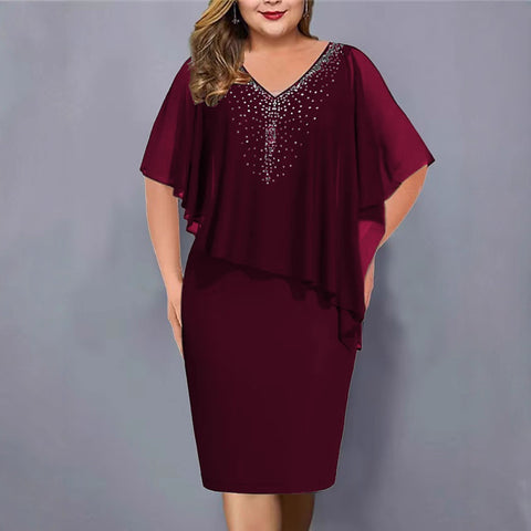 Chiffon dress short-sleeved shawl design high and thin commuter dress m301941