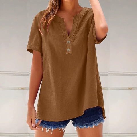 Casual shirt women's fashion cotton and linen versatile top m301204