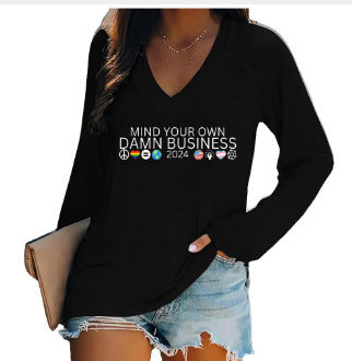 Women's V-neck long sleeve horror red graffiti 3D digital printing m301556