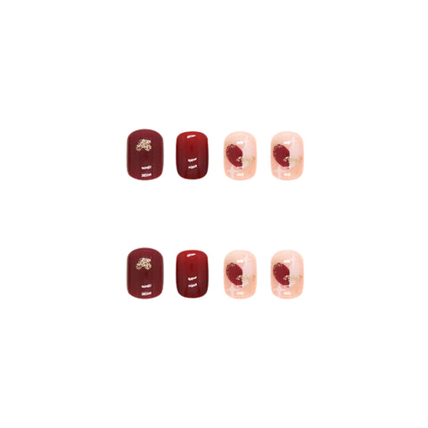 Wear a removable fake nails piece of red sweetheart white checkerboard love manicure m55010557