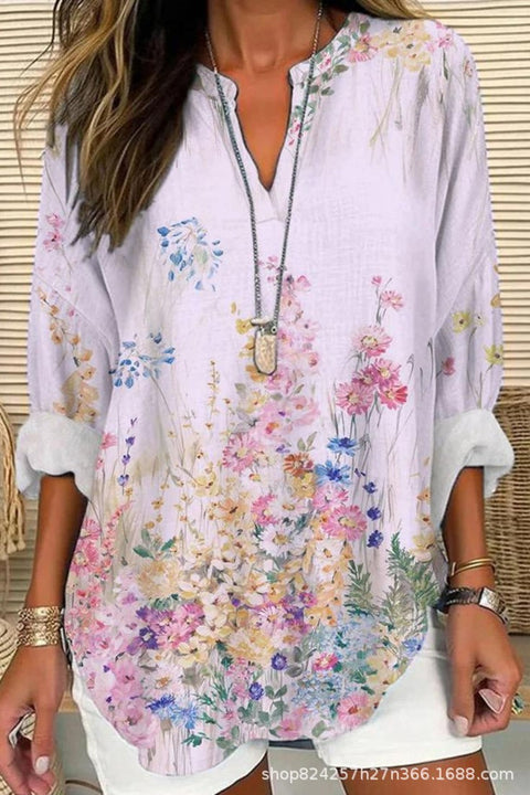 Summer women's long-sleeved 3D digital printing loose European size top m301362