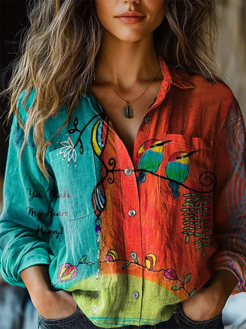 V-neck printed shirt m302770