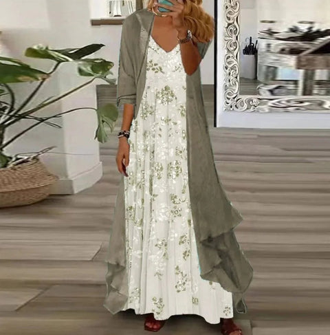 Holiday suspender long skirt Indian style swing skirt two-piece set m302893
