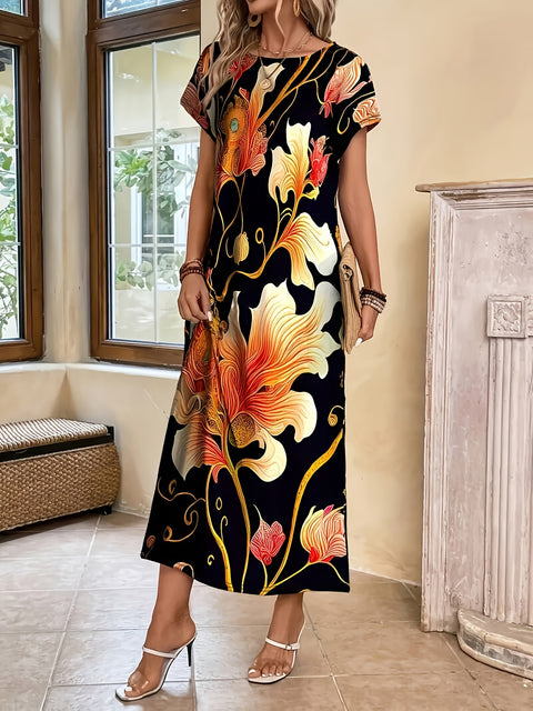 Short sleeve printed elegant fashion dress m301202