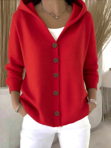 Knitted hooded cardigan sweater jacket fashion women's clothing m302657
