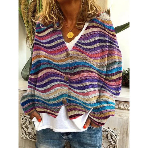 New Christmas abstract print casual cape jacket cardigan sweater m301665