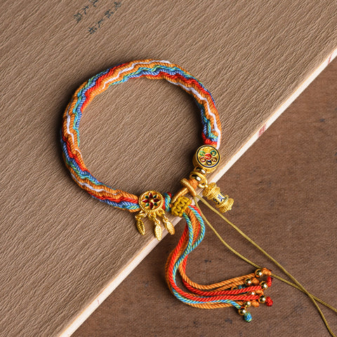 Hand-woven Tibetan hand rope Zakiram hand rope Green Tara fifth master thangka bracelet Tibetan hand rope female m3331256