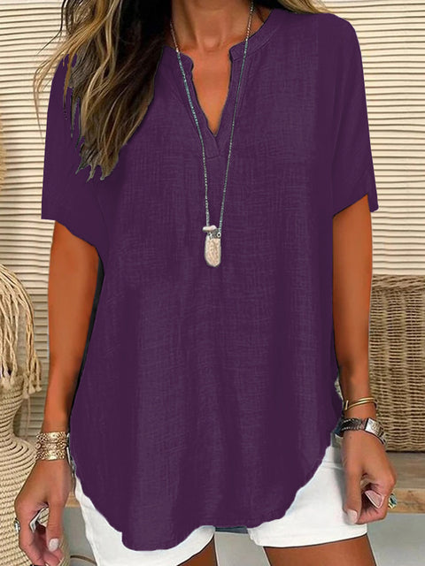 Women's Loose Casual V-Neck Short Sleeve Top m301220