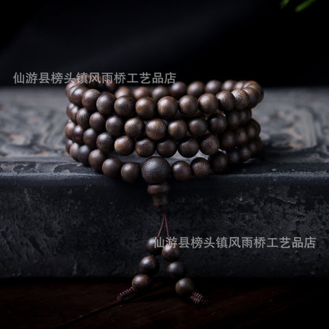 Agarwood Black Qinan High Oil Submerged High Quality Wooden Agarwood Bracelet 108 Buddha Beads Barrel Beads Hand Jewelry m3331277
