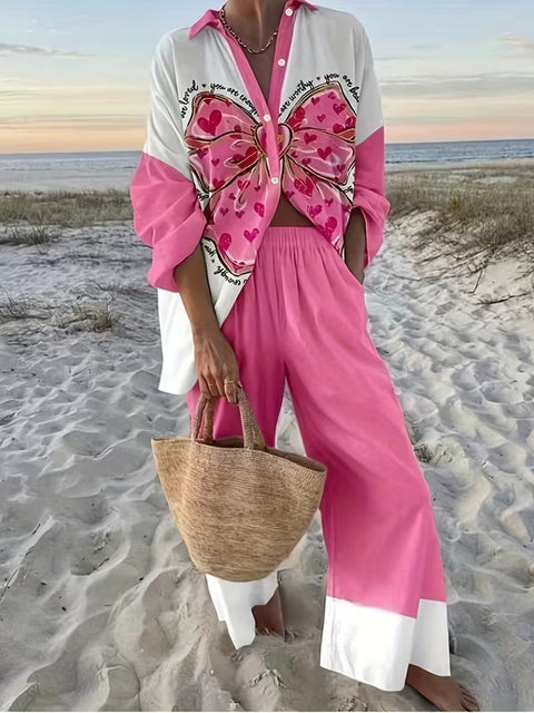 Linglong hemp fish shading casual suit loose sports wide-leg pants marine element casual shirt m303169