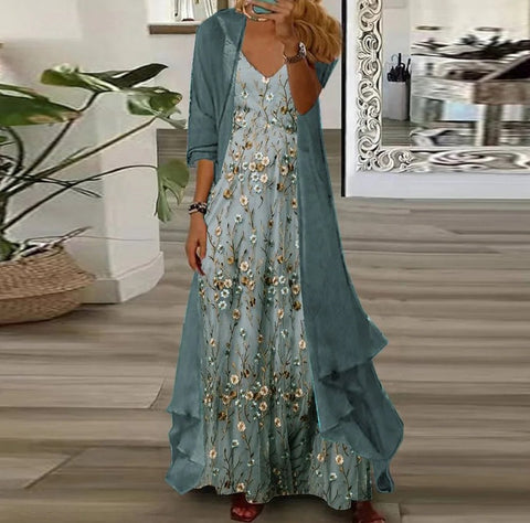 Holiday suspender long skirt Indian style swing skirt two-piece set m302893