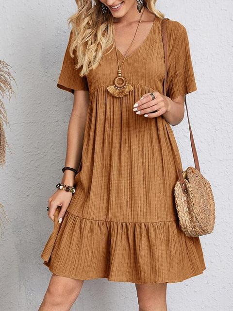 Summer loose casual short-sleeved waist elegant dress m300029