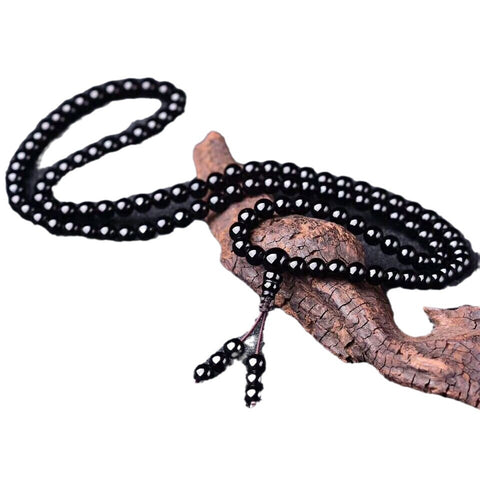 Natural obsidian 108 beads bracelet m3331285