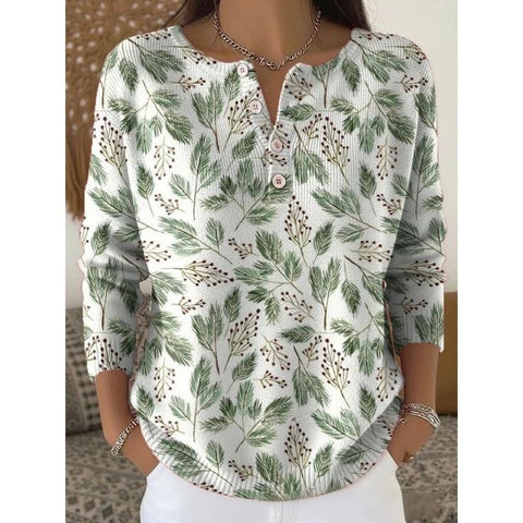 Vintage 3D digital printing four-button stand-up collar Polo sweater women m302158