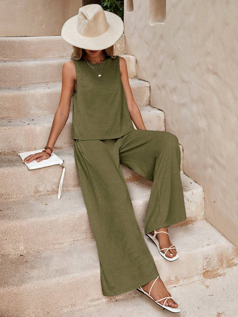 Two-piece set trendy versatile loose pullover round neck casual cotton set m300951