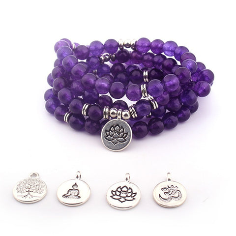 8Mm new Amazon bracelet 108 Buddha beads lotus multi-circle bracelet tree of life pendant item sweater chain m3331309