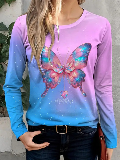 Fashion Casual Trend Printed Women's Long Sleeve Crew Neck Top m302292