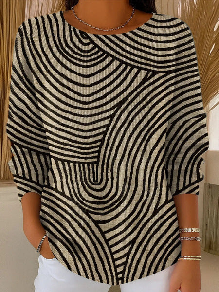 3D digital printing women's fashion round neck casual long-sleeved top m302157