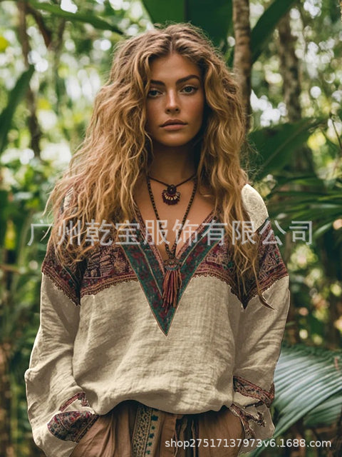 Women's independent station spring and summer hot-selling digital printing, long-sleeved T-shirt top m301742