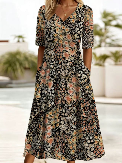 Summer v-neck pocket dress m302897